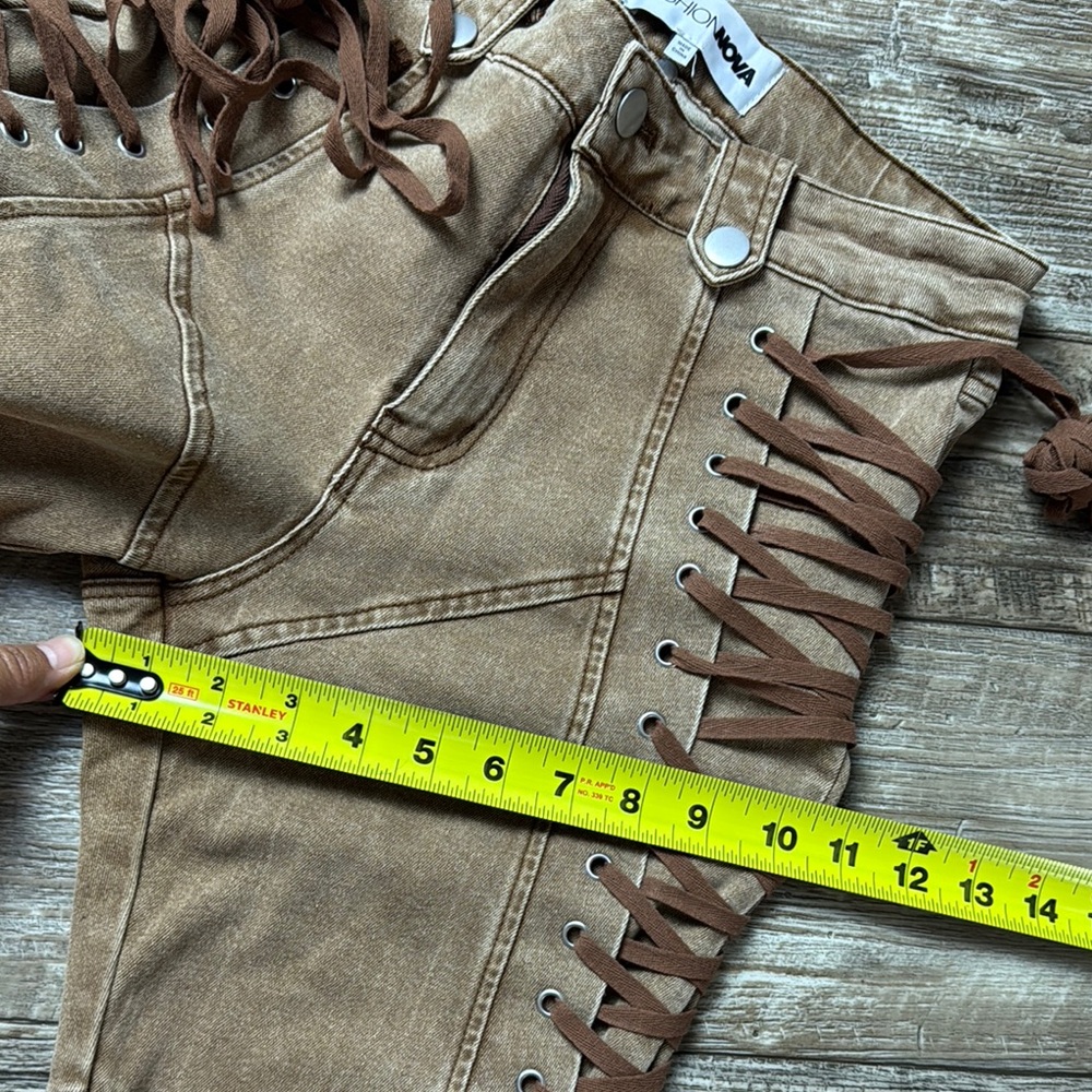 Fashion Nova Tan Lace-Up Pants - Picture 12 of 16